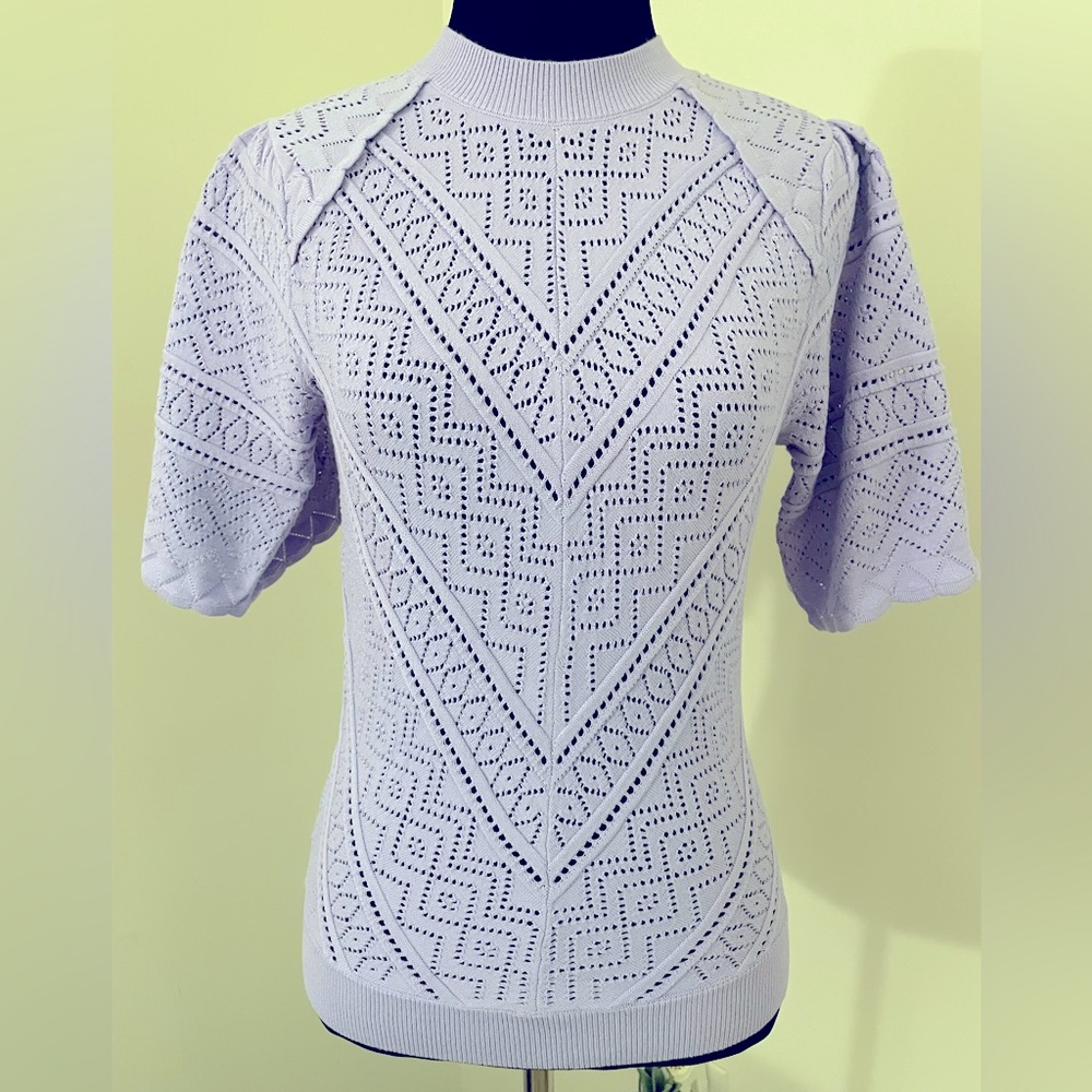 Light purple short sleeve sweater from White House Black Market, size XS